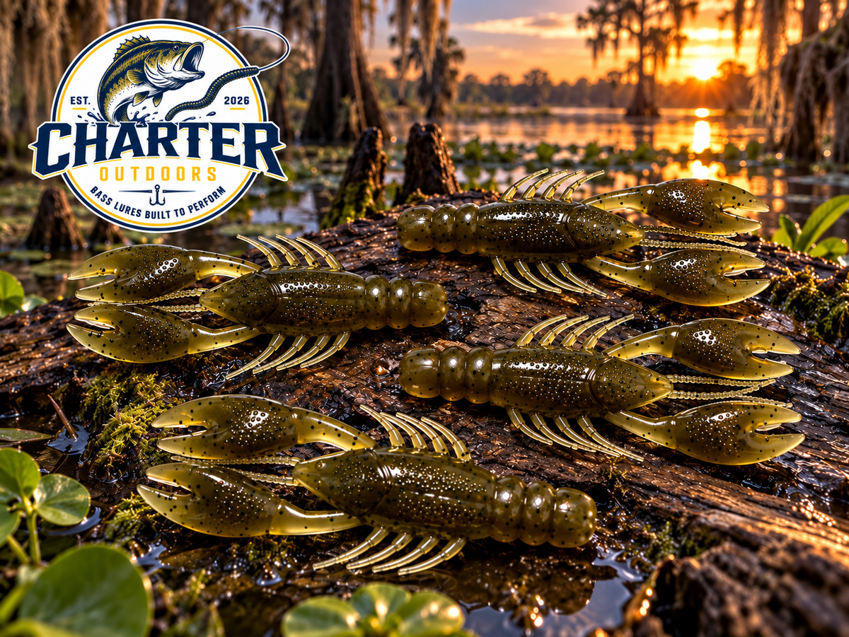 4" Real Craw Green Pumpkin Black Flake Pack of 6